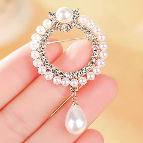 Fashion Scarf buckle anti-exposure alloy diamond pearl brooch rhinestone clothing pin corsage-24