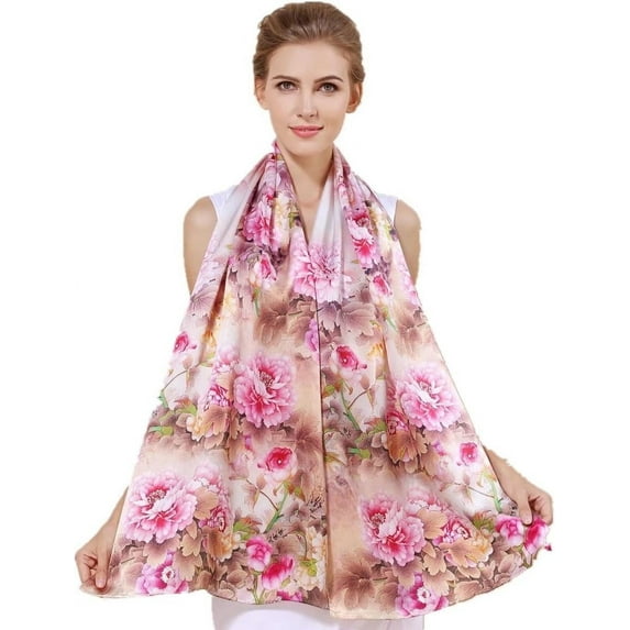 Fashion Scarves 100% Satin Silk Scarf Long Lightweight Sunscreen Shawls Wraps for Women Hair Scarves Silk Long Mulberry Scarf