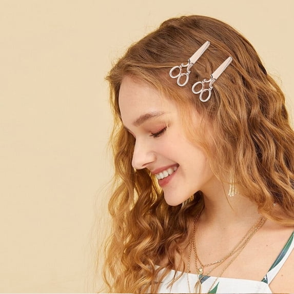 Fashion Scissors Shape Hair Clip Gold Metal Hairpin Elegant Headwear For Women Hair Accessories Decorative One Word Design
