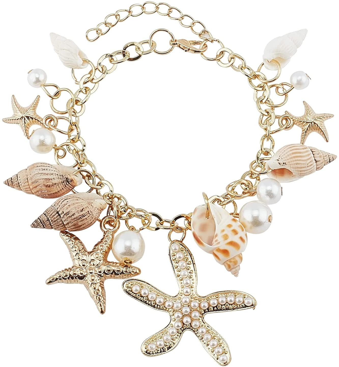 Sweet Lovely Starfish Colorful Beaded Bracelets for Women Simple