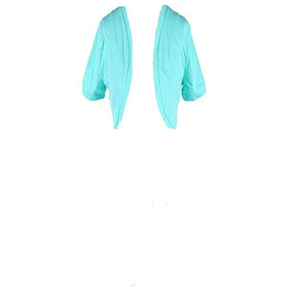 Fashion Secrets Junior's Cotton Bolero Shrug Cropped Cardigan (Medium, Mint)