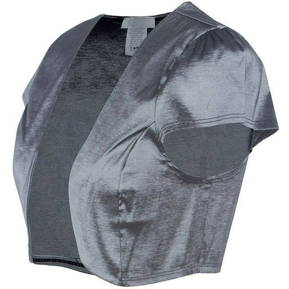 Fashion Secrets Junior's Satin Bolero Cardigan Shrug (Small, Charcoal)