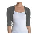 thumbnail image 1 of Fashion Secrets Junior's Sheer Chiffon Bolero Shrug Jacket Cardigan 3/4 Sleeve (Charcoal, Small), 1 of 1