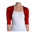 thumbnail image 1 of Fashion Secrets Junior's Sheer Chiffon Bolero Shrug Jacket Cardigan 3/4 Sleeve (Large, Red), 1 of 3
