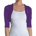 thumbnail image 1 of Fashion Secrets Junior's Sheer Chiffon Bolero Shrug Jacket Cardigan 3/4 Sleeve (Purple, XX Large), 1 of 1