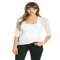 thumbnail image 1 of Fashion Secrets Junior's Sheer Chiffon Bolero Shrug Jacket Cardigan 3/4 Sleeve (X-Large, Ivory), 1 of 3