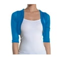 thumbnail image 1 of Fashion Secrets Junior's Sheer Chiffon Bolero Shrug Jacket Cardigan 3/4 Sleeve (X-Small, Turquoise), 1 of 2