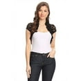 thumbnail image 1 of Fashion Secrets Juniors Polka Dots Short Sleeve Lace Bolero Shrug Cardigan (Black, Large), 1 of 1