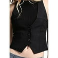 thumbnail image 1 of Fashion Secrets Juniors Racerback Satin Back Waistcoat Black Vest (Small, Black), 1 of 2