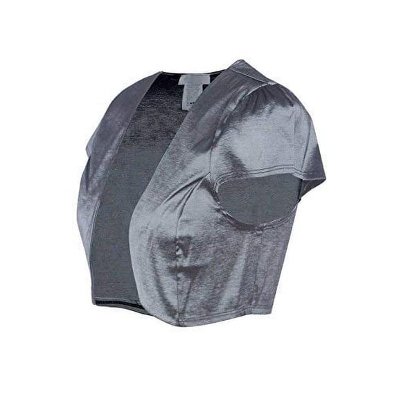Fashion Secrets Juniors Satin Bolero Cardigan Shrug (Charcoal, X-Large)