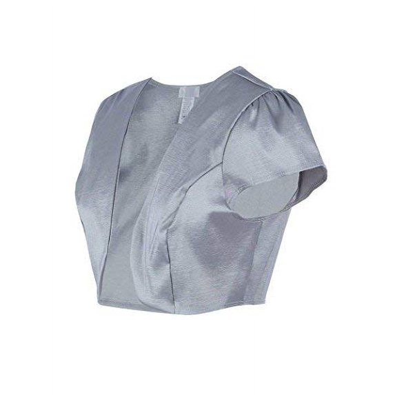 Fashion Secrets Juniors Satin Bolero Cardigan Shrug (Silver, XXX-Large)