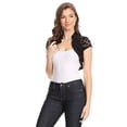 thumbnail image 1 of Fashion Secrets Juniors Short Sleeve Lace Bolero Shrug Cardigan (Polka Dots Black, Juniors`Medium), 1 of 1