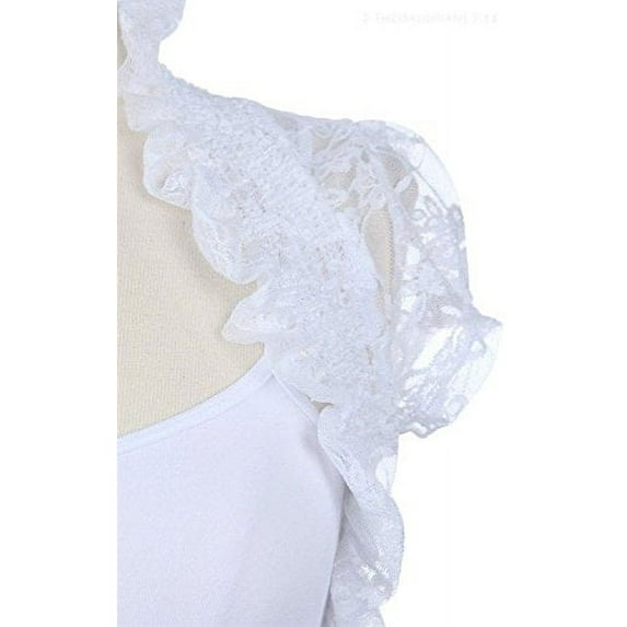 Fashion Secrets New Short Sleeve Lace Bolero Shrug Cardigan (Small, White)