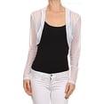 thumbnail image 1 of Fashion Secrets Women Long Sleeve Sheer Chiffon Bolero Shrug Cardigan (Medium, White), 1 of 3
