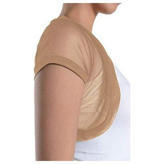 Fashion Secrets Women Short Sleeves Sheer Chiffon Bolero Shrug Short Cardigan (Taupe, X Large)