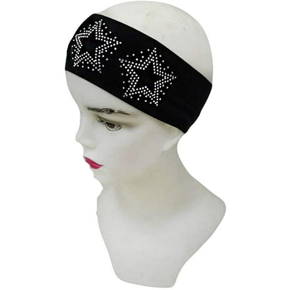 Fashion Secrets Women's Black Cotton Two Stars Head Hair Band