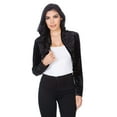 thumbnail image 1 of Fashion Secrets Women's Collarless Velvet Velour Bolero Shrug Cardigan (Medium, Black), 1 of 5