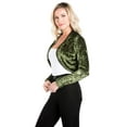 thumbnail image 1 of Fashion Secrets Women's Collarless Velvet Velour Bolero Shrug Cardigan (X-Large, Olive Green), 1 of 5