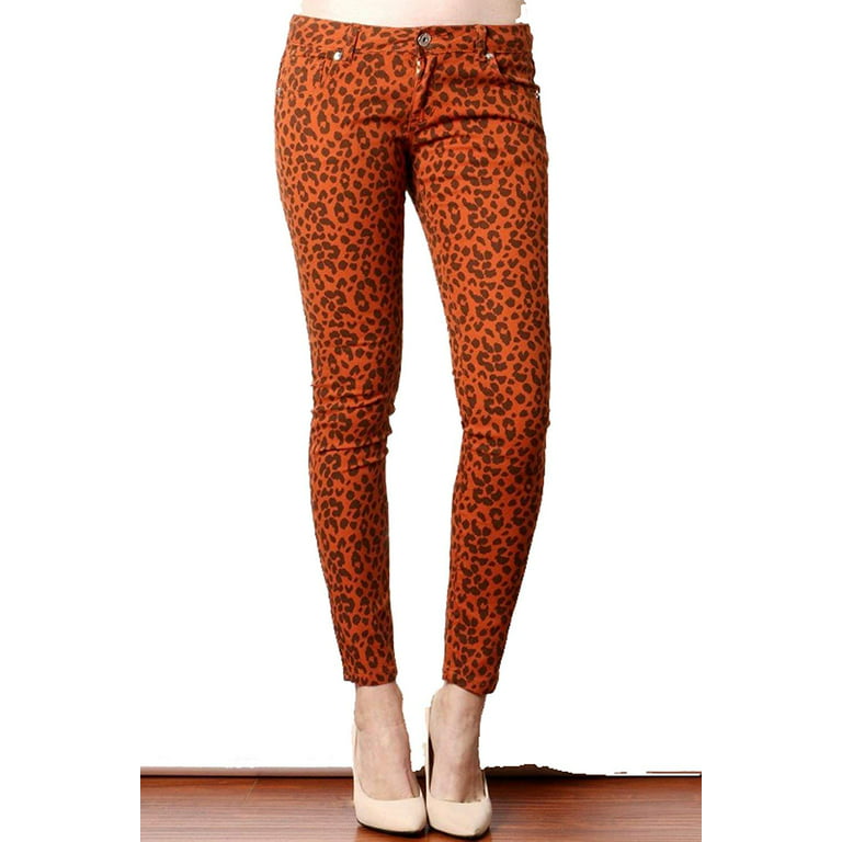 Fashion Secrets Women's Leopard Cheetah Animal Print Slim Pants