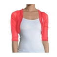 thumbnail image 1 of Fashion Secrets Women's Sheer Chiffon Bolero Shrug Jacket Cardigan 3/4 Sleeve (Large, Coral), 1 of 2