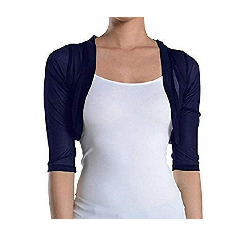 Chiffon Bolero Navy Blue Shrug Plus Size Fashion Secrets Women's - Main Image