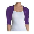 thumbnail image 1 of Fashion Secrets Women's Sheer Chiffon Bolero Shrug Jacket Cardigan 3/4 Sleeve (Purple, Medium), 1 of 1