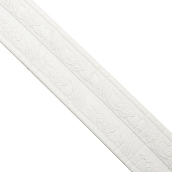 Fashion Self Adhesive 3D Ceiling Decorative Strip Wall Border Skirting Wall Stickers Baseboard Wallpaper Home Decoration WHITE