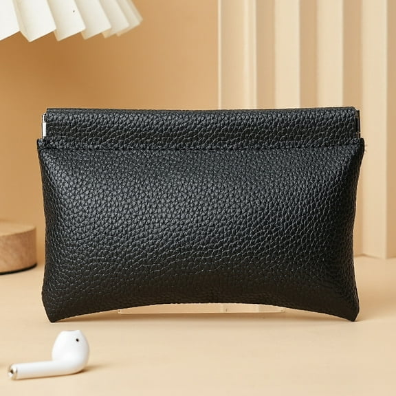 Fashion Self-closing Leather Mini Short Wallet Bag Women Men Small Money Key Earbuds Credit-Card Holder Glasses Storage Bag