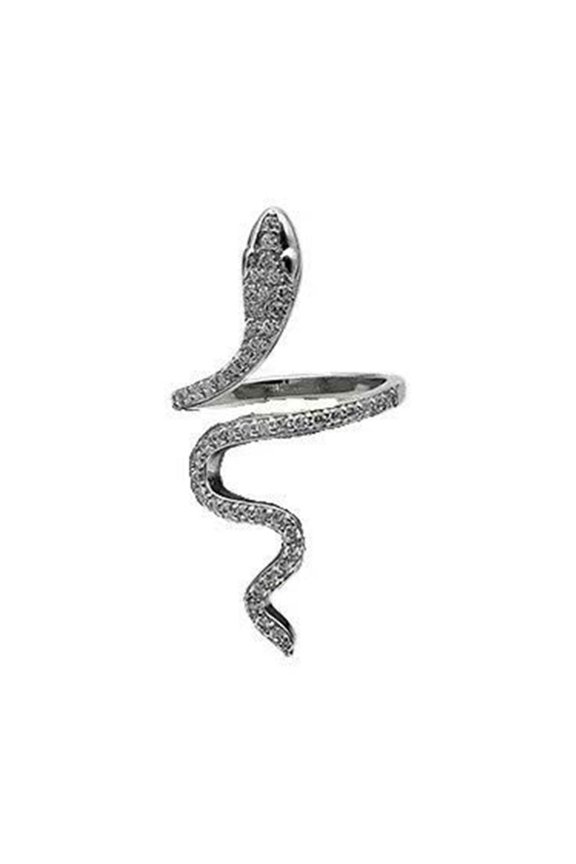 Fashion Serpentine Silver Snake Rings With Rhinestones Cubic Women Opening Jewelry Adjustable Gift Zirconia