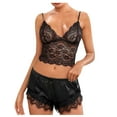 thumbnail image 1 of Fashion Sets for Womens Satin Pajamas Set Womens Floral Lace Cami Tops and Satin Shorts Set Soft Sleepwear Sexy Lingerie Outfits Clothes, 1 of 3