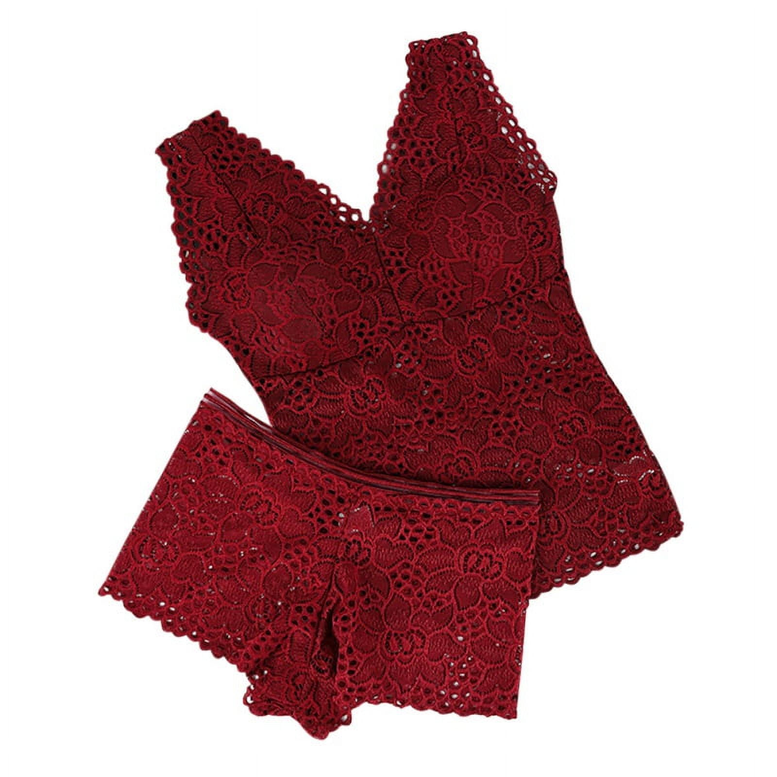 Women Lace Tassel Floral Underwear Suit Push Up Bra Sets Lingerie Bras  Panties 2pcs