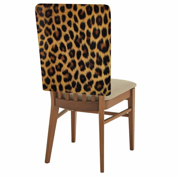 Fashion Sexy Animal Chair Back Covers Pack of 1, Vintage Brown Leopard Print Removable Dining Seat Cover Washable Kitchen Chair Slipcovers Protective for Party Festival Decoration 19x20in