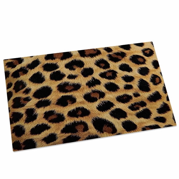 Fashion Sexy Animal Door Mat 16x24 Inch Retro Brown Leopard Print Entryway Rug with Non-Slip Rubber, Front Door Rug Indoor Floor Mats for Living Room Bathroom Bedroom Home Office
