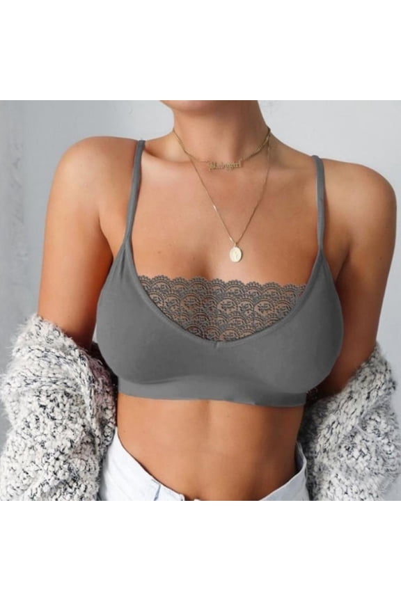 Fashion Sexy Lace Side Thin Straps Bottoming Tube Top Solid Color Lace Stitching Bra Womens Lace Bralette