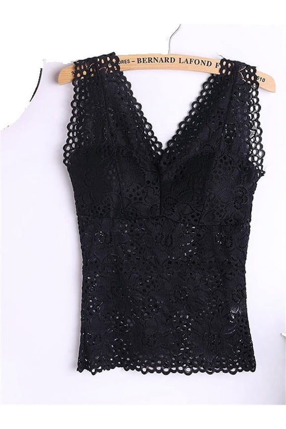 Fashion Sexy Ladies Lace Bra With Chest Pad V-Neck Sleeveless Long Vest