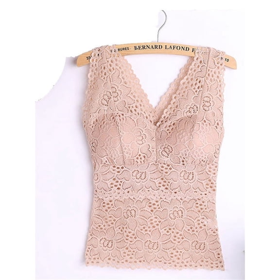 Fashion Sexy Ladies Lace Bra With Chest Pad V-Neck Sleeveless Long Vest