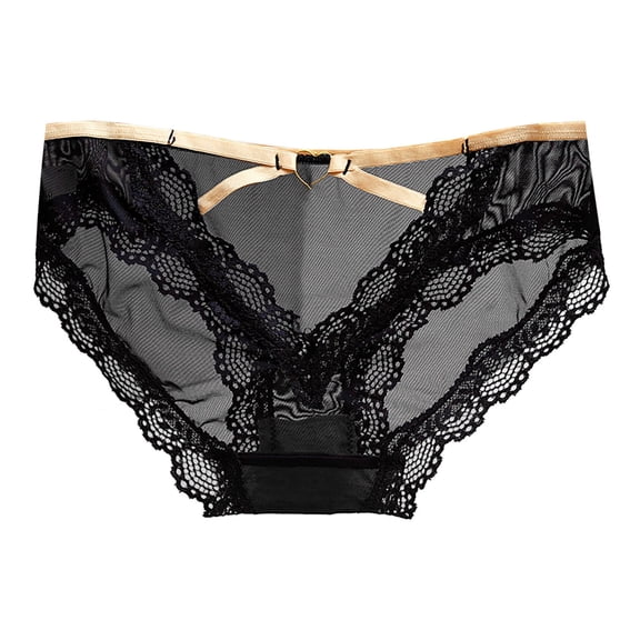 Fashion Sexy Striped Ice Silk Hollow Briefs Threaded Women's Panties