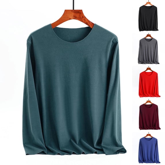 Fashion Sexy Tops For Women Loose Casual Solid Long Sleeve Round Neck Navy Tops Clothes Outfits 2025