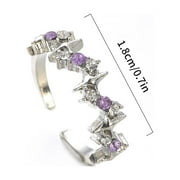 Fashion Shiny Irregular Purple Rhinestone Ring Vintage Crystal Star Adjustable Ring Simple Y2K