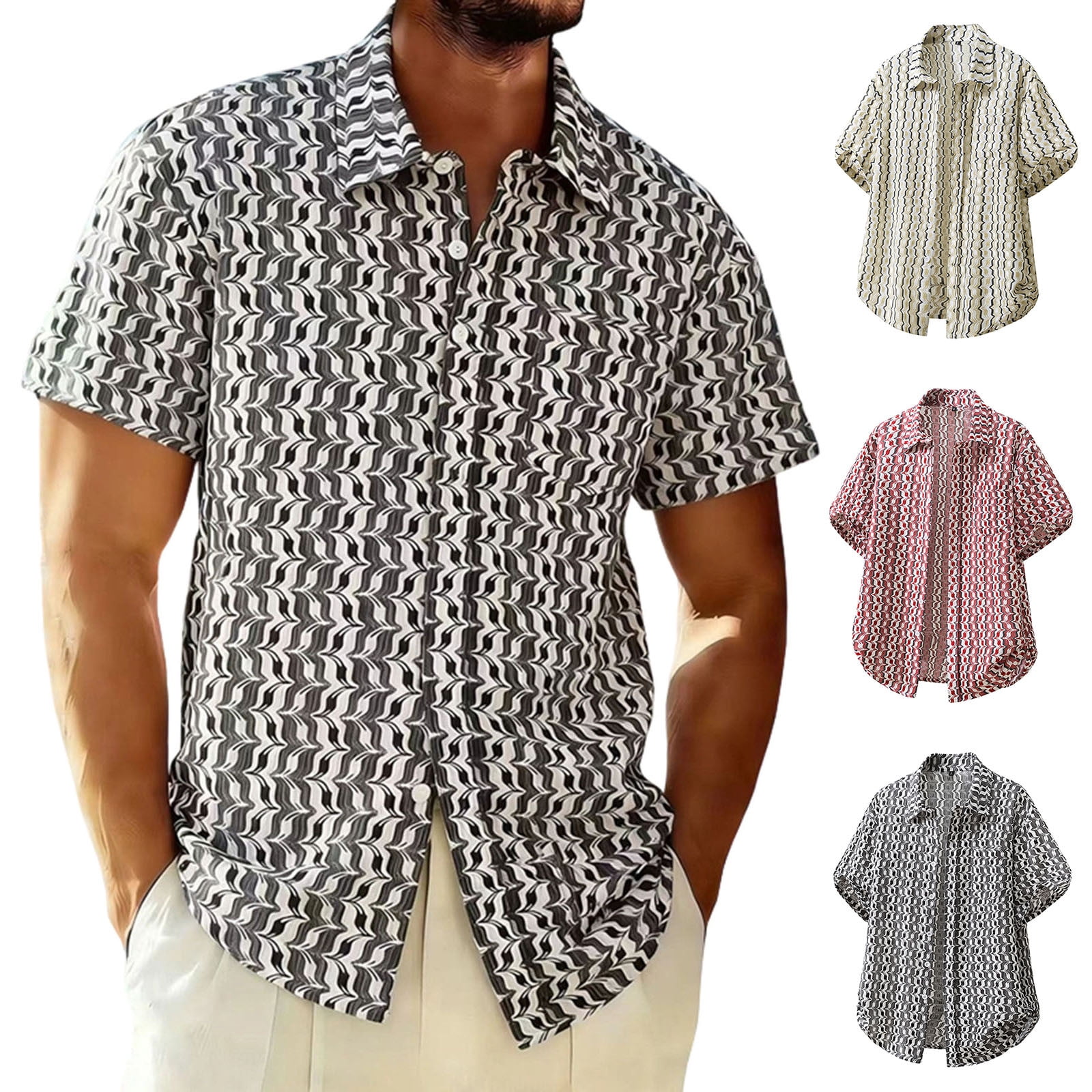 Fashion Shirt for Men,Mens Short Sleeve Casual Button Down Printed ...