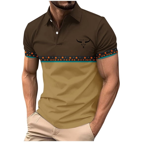 Fashion Shirt for Men,Western Aztec Shirts for Men Short Sleeve T-Shirts Ethnic Print Golf Summer Casual Vintage Blouse Tops