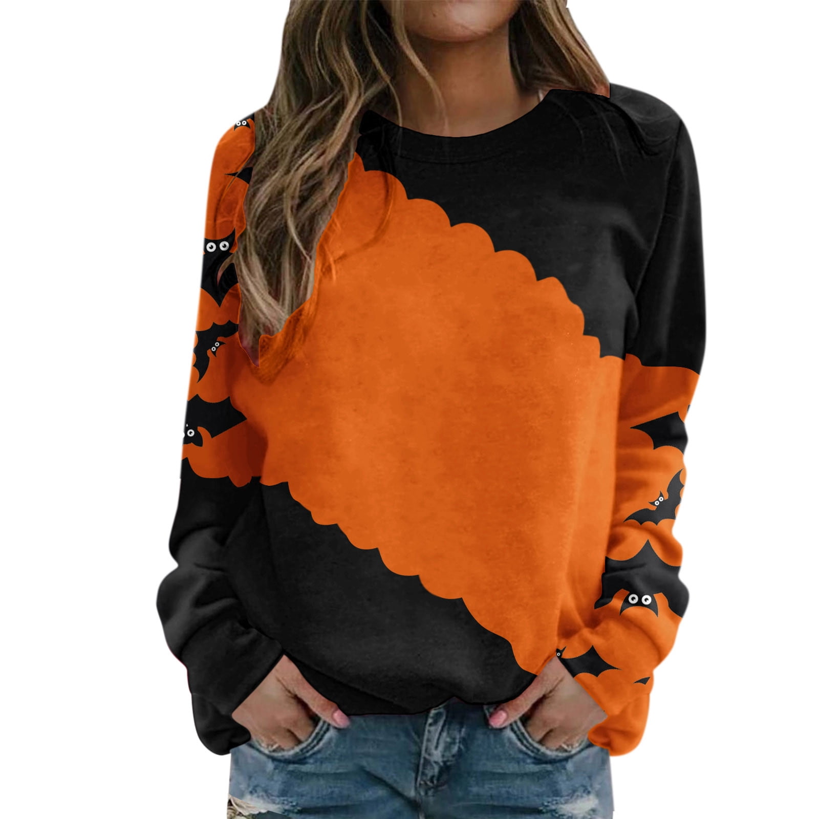 Fashion Shirts For Womens Print O Neck Casual Sweatshirt Round Neck Fit