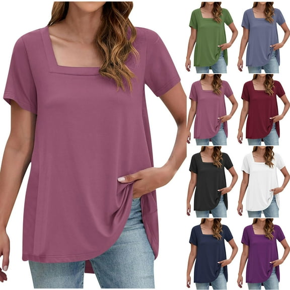 Fashion Shirts for Womens Summer Plus Size Casual Short Sleeve Loose T-Shirt Blouse