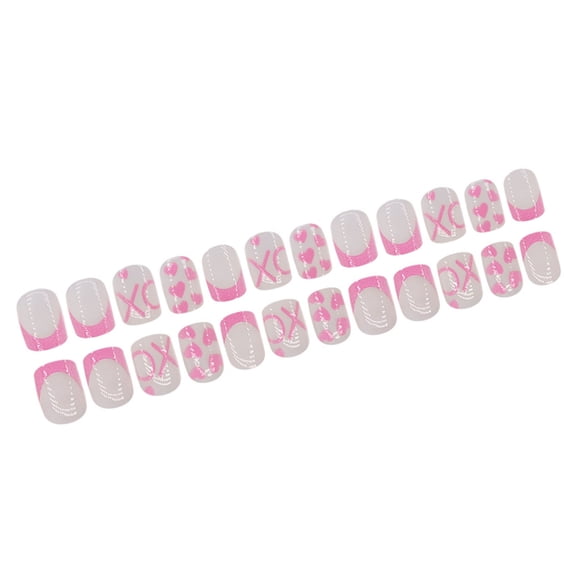 Fashion Short Square Nail With Pink Heart And Letter Designs For Valentine's