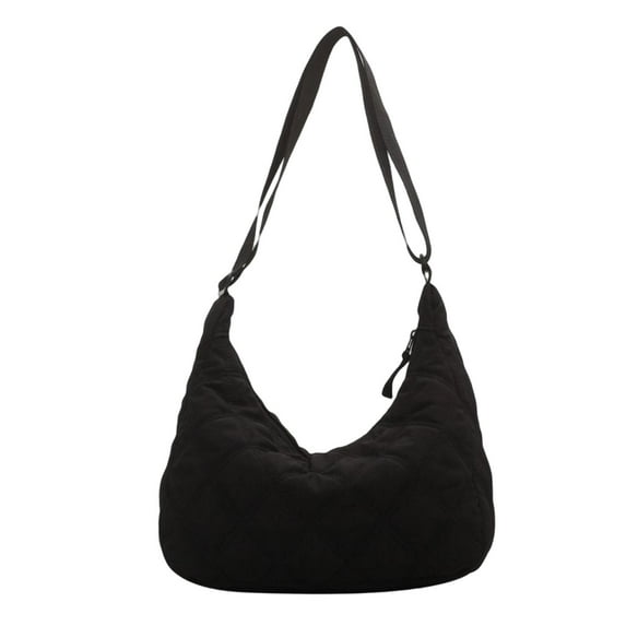 Fashion Shoulder Bag Padded Quality Quilted Big Capacity Female Down Bag Tote Lightweight Bag Satchel Shopping Bag Black