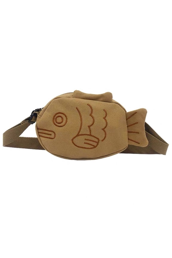 Fashion Shoulder Bags Cute Fish Shape Crossbody Bag Zipper Purse Simple Messenger Bag Handbag Canvas Handbag Phone Bag