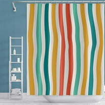 Fashion Shower Curtain Pastel Striped Green Yellow Orange White Colorful Bathroom Curtain Machine Washable Bathroom Curtain Set With Hooks Waterproof Polyester 60"W x 72"L (Pack of 1)