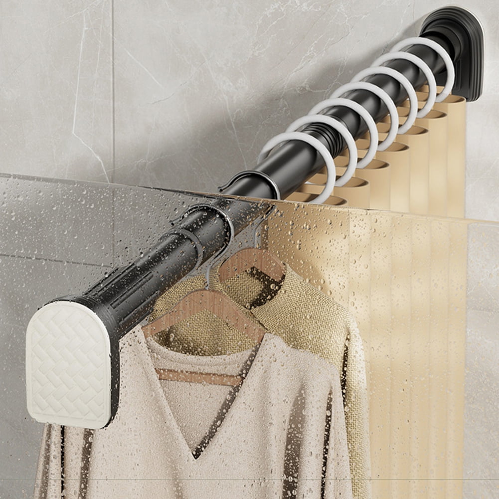 Fashion Shower Curtain Rod,Adjustable Matte Black Spring Tension