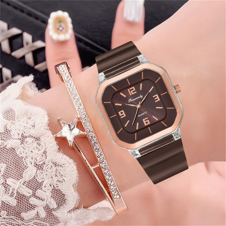 Fashion Silicone Strap Women s Watch Square Dial Simples Digital Quartz Watch Women s Watch with Changeable Bands for Women Wrist Band for Men Extra Large Face for Men Large Face Digital Watch for