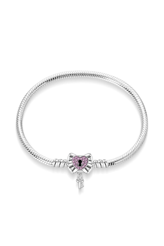 Fashion Silver Charm Bracelet Snake Chain bow Tie Clasp Bracelet birthday Gifts